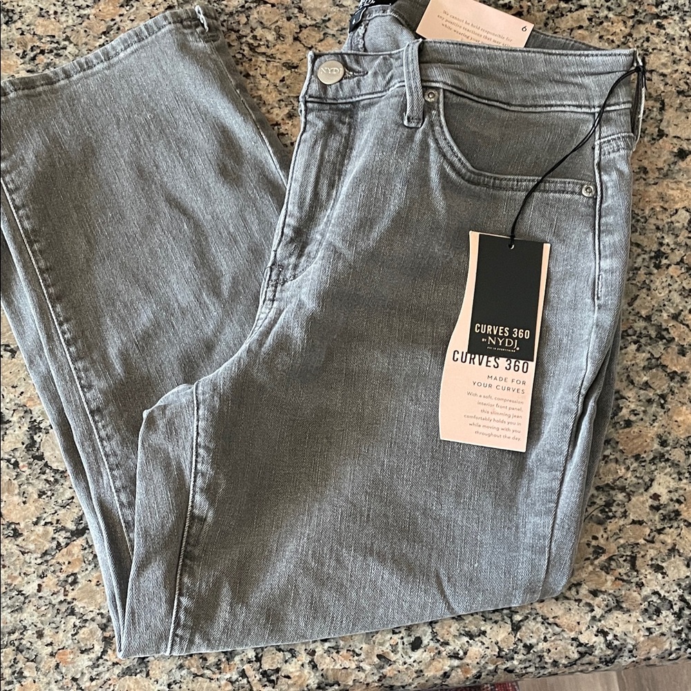 NYDJ Curves 360 Straight Leg Gray Jeans